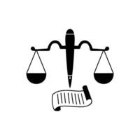 ley firma logo diseño. justicia firmar y símbolo. vector