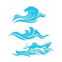 set of wave icon design. flowing ocean water sign and symbol. vector