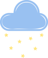 cute cloud with rain stars falling icon png