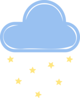 linda nube con lluvia estrellas que cae icono png