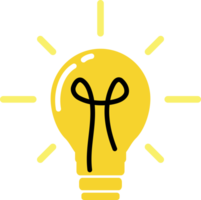 electric light bulb with light rays doodle icon png