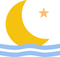 crescent moon with wave water sea  icon png
