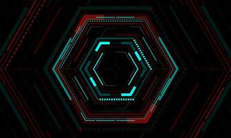 hud ciencia ficción interfaz pantalla ver azul rojo geométrico en negro diseño virtual realidad futurista tecnología creativo monitor vector