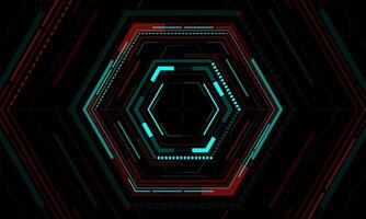 HUD sci-fi interface screen view blue red geometric on black design virtual reality futuristic technology creative display vector