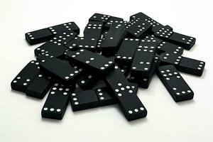 black dominoes isolated on white background, close-up shot, Black dominoes on white background, AI Generated photo