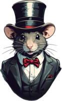 The Gentle Rat in a Top Hat AI Generative png