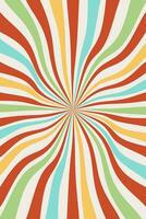 Retro background of sunbeams. Groove poster radial color rays explosion. Vector backdrop