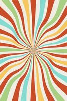 Retro background of sunbeams. Groove poster radial color rays explosion. Vector backdrop