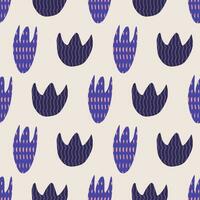 Seamless vector pattern with blue and purple flowers on a light background. Floral doodle print