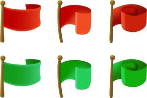 3d vector illustration of red and green flags. For game and application interfaces