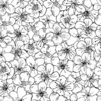 floral sin costura modelo. mano dibujado incompleto Cereza flores antecedentes para textil, tela. manzana flores vector fondo para decoración, lino.