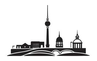 Berlin silhouette skyline. Germany Berlin vector city, german linear architecture, buildings.