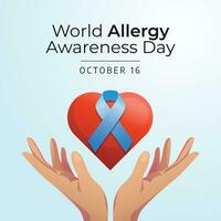 World Allergy Awareness Day vector design template good for celebration usage. blue ribbon vector design. flat design. vector eps 10.