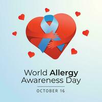 World Allergy Awareness Day vector design template good for celebration usage. blue ribbon vector design. flat design. vector eps 10.