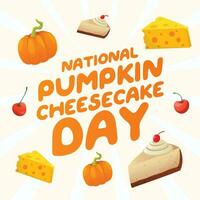 National Pumpkin Cheesecake Day vector design template good for celbration usage. pumpkin vector illustration. cake illustration. vector eps 10. flat design.