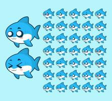 Cute Cartoon Shark Character Expression vector