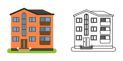 House front view in flat and line style vector