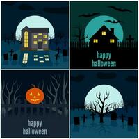 Set of four vector illustrations for Halloween