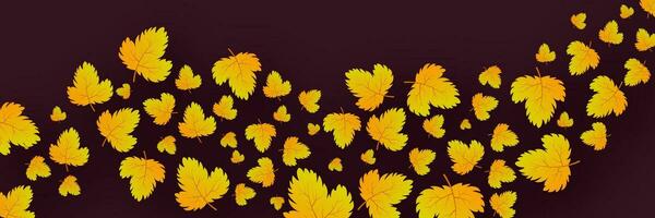 Autumn background with maple yellow leaves and place for text.  Banner design for fall season banner or poster. Vector illustration