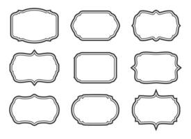 Vector vintage empty frame labels set of nine