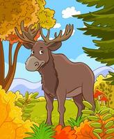 vector illustration of forest and deer