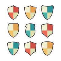 vector colección símbolos y íconos escudos plano diseño