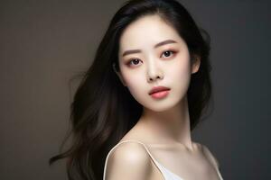 Asian beauty Young girl with perfect skin AI Generative photo