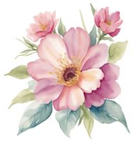 Watercolor vintage flower clip art isolated. AI Generative png