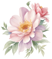 Watercolor vintage flower clip art isolated. AI Generative png