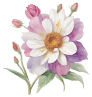 Watercolor vintage flower clip art isolated. AI Generative png