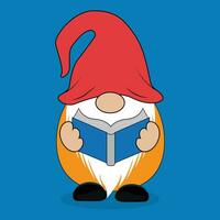 Cartoon gnome reading a book vector clipart