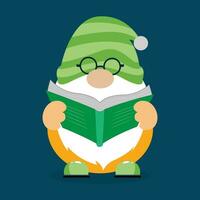 Cartoon gnome reading a book vector clipart