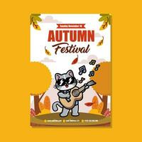 Autumn festival celebration vertical poster template vector