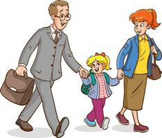 vector illustration of family walking