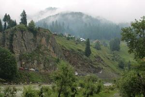 escénico ver de el natural belleza de tao culata, neelum valle, cachemir. tao extremo es famoso para sus lozano verde arboles y natural belleza. foto