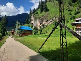 escénico ver de el natural belleza de tao culata, neelum valle, cachemir. tao extremo es famoso para sus lozano verde arboles y natural belleza. foto