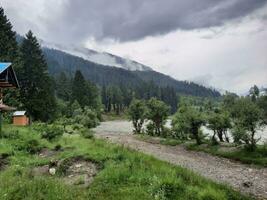 Scenic view of the natural beauty of Tao Butt, Neelum Valley, Kashmir.  Tao Butt is famous for its lush green trees and natural beauty. photo