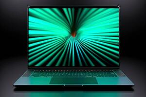 Mockup of beautiful laptop with multicolor background, Generative AI illustration photo