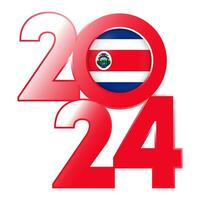 Happy New Year 2024 banner with Costa Rica flag inside. Vector illustration.