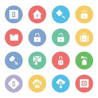 Pack of Security Flat Icons vector