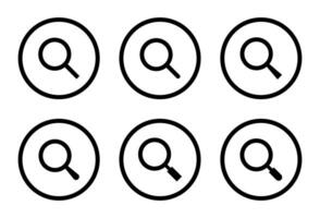 Magnifying glass icon vector in circle line. Search loupe sign symbol