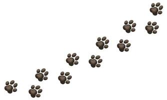 Paw vector foot trail print of cat, dog. pattern animal tracks isolated on white background. Puppy silhouette animal diagonal tracks for backgrounds, websites, showcases design, greeting cards