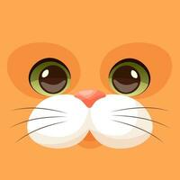 Vector flat cartoon red kawaii kitten. Cat face. Minimalist vector illustration. For a pet store, grooming services, cat salon. Banner, postcard, poster