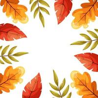 Beautiful autumn leaves. Horizontal banner pattern with autumn bright leaves template. Flat doodle style. Vector illustration. Decorative border frame, vector template