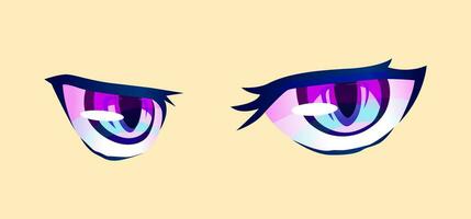 Anime girl's eyes in a manga comic book frame. Fancy illustration in cartoon style vector