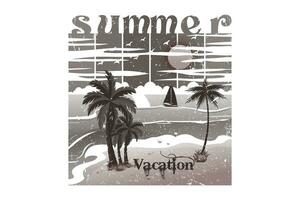 Summer vacation beach t shirt print illustration vector