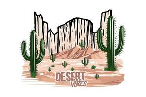 Desert vibes Arizona hand-drawn t shirt print illustration vector