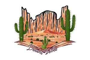 Desert vibes outdoor hand-drawn t shirt print illustration vector