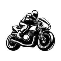 la carretera motocicleta con jinete, motor deporte logo vector