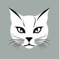 Cat face icon, happy kitty head silhouette vector